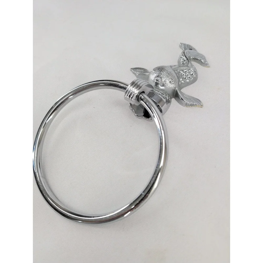 Hall-Mack Towel Ring Chrome Silver Vintage MCM Koi Fish Dolphin